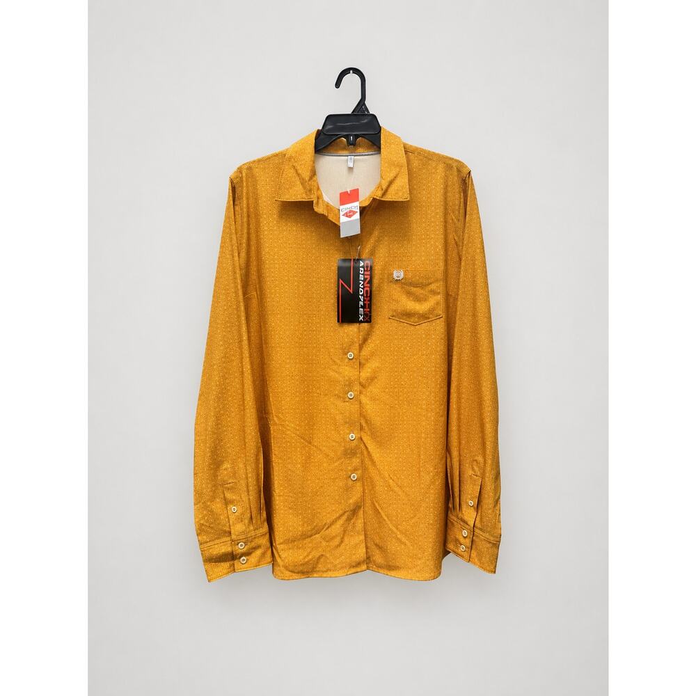 Cinch Arenaflex Women’s XXL Long Sleeve Button Up Shirt Mustard Gold NWT